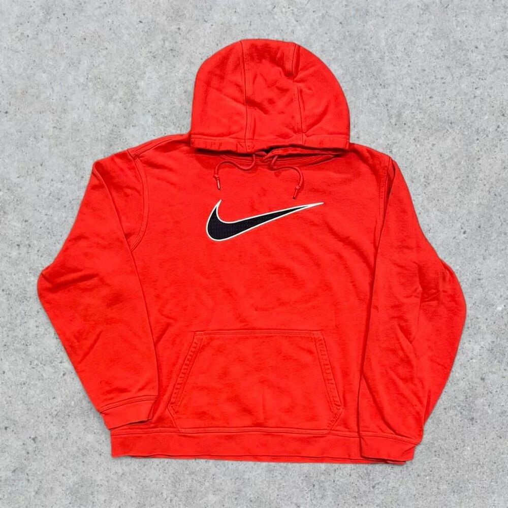 Nike Red and Black Big Logo Embroidered Hoodie